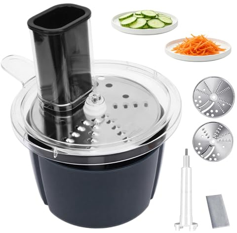 Cortador de verduras para Thermomix TM5 y TM6, cortador en espiral de acero inoxidable y rallador de verduras, accesorio para calabacín, patatas, zanahorias y frutas, 2 grosores de corte, utensilios