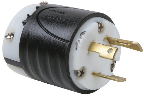 Legrand Pass & Seymour L530PCCV3 Turnlok Industrial Spec Grade Locking Plug, 30 Amp 125V, NEMA L5-30P, Black/White (1 Count)