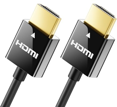 deleyCON 1,5m 4K HDMI 2.0 Slim Kabel 2160P UHD ARC HDR - Schwarz | Kleines flexibles HDMI Kabel, 1080P, 3D, für TV, Monitor, Beamer, Laptop, Notebook, PC, Computer, PS4, PS5, XBOX