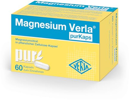 Magnesium Verla purKaps – Magnesiumcitrat möglichst pur für die tägliche Magnesiumversorgung, ohne Zusätze und frei von Süßungsmitteln, vegan, gluten-, laktose- und zuckerfrei, gut verträglich, 60 St