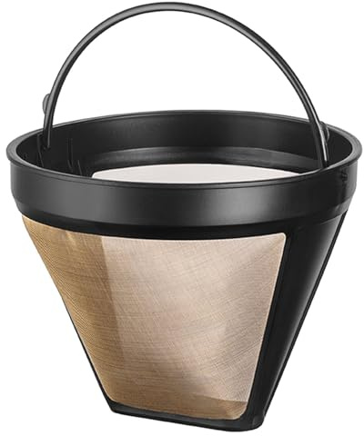 NRP 10-15 tassen #4 Cone Permanent Coffee Filter Replacement for Russell Coffee Machine and also fits Krups, Braun, Philips and More | 1 Piece Gold-tone kaffefilter