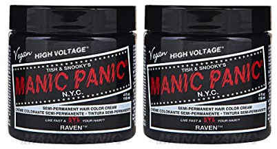 Manic Panic Raven Classic Crème capillaire semi-permanente, végétalienne, sans cruauté, noire, 2 x 118 ml