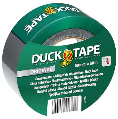 DUCK TAPE original 106-00 – Bande adhésive de tissu – Pour réparer, fixer et renforcer – Dimensions : 50 m – Couleur argent