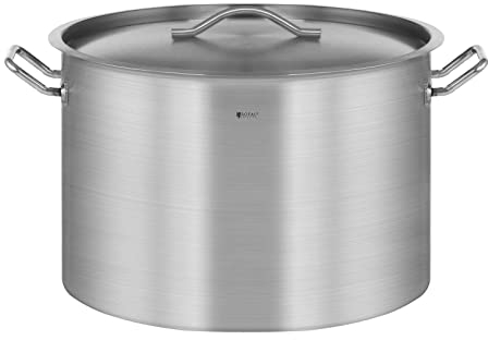 Royal Catering Olla De Inducción Cacerola Profesional RCST-113E3-S (Con Tapadera, Acero Inoxidable, Bordes Antigoteo, Fondo de 5,8 mm, 106 Litros)