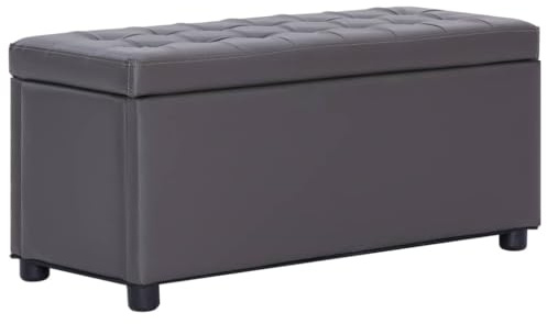 vidaXL Ottoman mit Stauraum 87,5 cm Grau Kunstleder