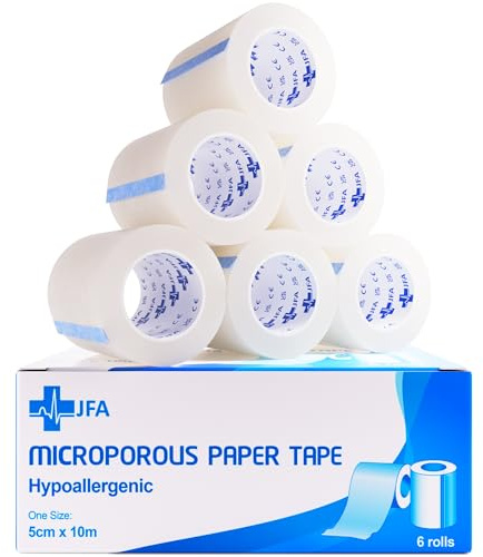 JFA Medical Microporous Surgical Tape First Aid Medical Tape 5cm x 10m - Pack of 6 Rolls