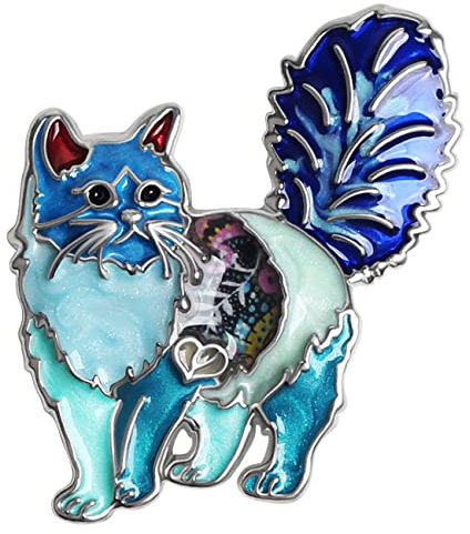 NEWEI Broche de gato para mujeres y niñas, para chaqueta, bolsa, abalorios, alfileres de gato, regalos de joyería, 36mm x 35mm (1.42 tall & 1.38 width), Esmalte Diamante de imitación Cristal, Sin