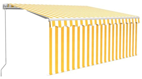 vidaXL Markise Manuell Einziehbar mit Rollo 3,5x2,5 m Gelb & Weiß