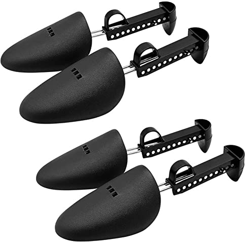 Lot de 2 paires d'embauchoirs en plastique pour femme - Longueur réglable - Pour chaussures de sport - Maintien de la forme des chaussures (noir)