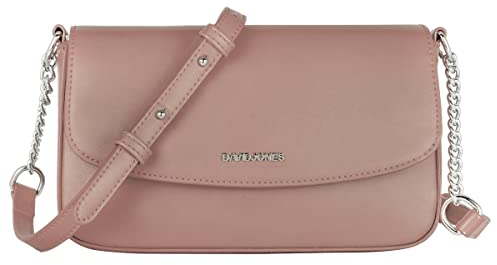 David Jones - Kleine Umhängetasche Damen - Crossbody Bag PU Leder - Frau Kette Schultertasche Rechteckige Tasche - Abendtasche Handy Handtasche Clutch Kettentasche - Elegant Reise Party - Rosa
