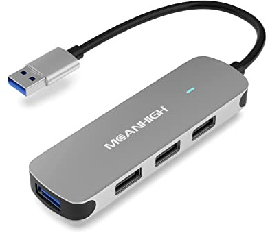 MEANHIGH USB-Hub, 4 Anschlüsse, mehrere USB-A 3.0, 2.0-Splitter, tragbarer Adapter für Laptop, Plug-and-Play, Mini-USB-Extender für PC, Flash-Laufwerk, mobile HDD