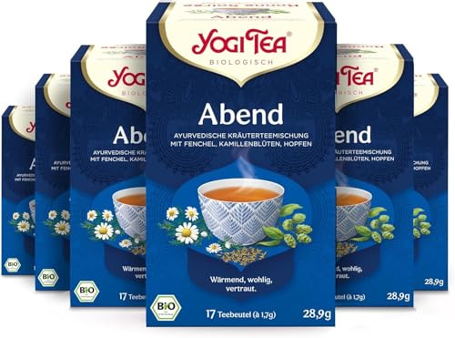 YOGI TEA - Bonne Nuit, Infusion Bio, Tisane Naturellement Sans Caféine, Mélange de Fenouil, Fleurs de Camomille et Houblon, 102 (6x17) Sachets de Thé
