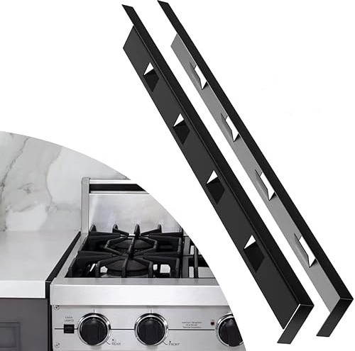 Set di 2 coperture regolabili per stufa, in acciaio inox 316, tra il bordo della stufa e il bancone, non si scioglie come il silicone, resistente al calore e facile da pulire (nero)