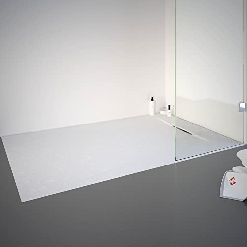 Schulte receveur de douche 90x140x3,2cm blanc effet pierre anti-glisse | ultraléger 19.1 kg rectangulaire extraplat à poser/encastrer antidérapant