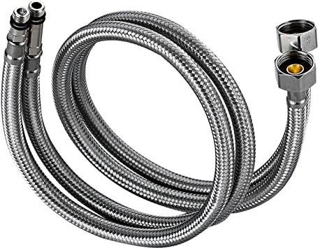 REMSEY 304 Stainless Steel Inlet Hose Hot and Cold Water Inlet Pipe for Faucet Vegetable Washing Basin Faucet Inlet Hose kindly (Color : Two hoses, Size : 80cm)
