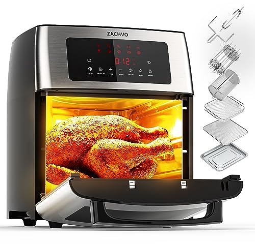 ZachVO Airfryer - Friggitrice ad Aria Calda XXL, 15L, 10 Programmi, 1700W, Touch Screen LCD, Senza Olio, 7 Accessori, 90% Meno Grassi