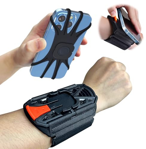 Wristband Phone Holder for Running,Phone Wrist Strap 360° Rotation & Detachable - Compatible with iPhone 16/15/13/XR, for Samsung and More - Fits 4''-6.5'' Phones - for Walking(S)