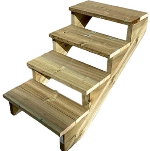 Scala esterna BERLIN, 4 gradini, Altezza 71cm, Larghezza 100cm, senza alzate, Scala in kit in Legno Autoclave- Vinuovo