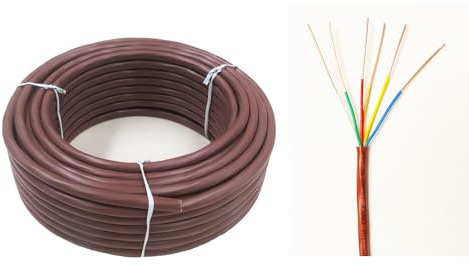 eastwire 18/6 25ft Thermostat Doorbell HAVC Heating Control Cable Wire, 100% Solid Copper Conductors CL2 ETL Listed, UV Resistant RoHS for Indoor/Outdoor Low Voltage Applications Use Brown