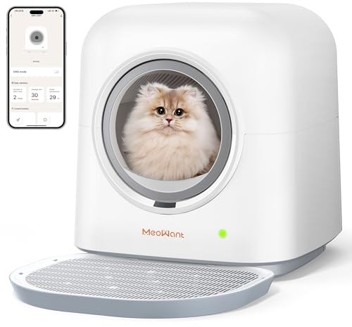 MeoWant Selbstreinigende Katzentoilette, Vollständig Geschlossene Automatische Katzentoilette, Geeignet Für Mehrere Katzen, APP-Steuerung/Sicherheit/Intelligente Überwachung/Geruch Beseitigen