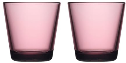 Iittala Kartio 1070585 Set of 2 Glasses, Made of Glass, in Pink, Dishwasher Safe, Dimensions (H x W x L): 8 cm, Volume: 21 cl