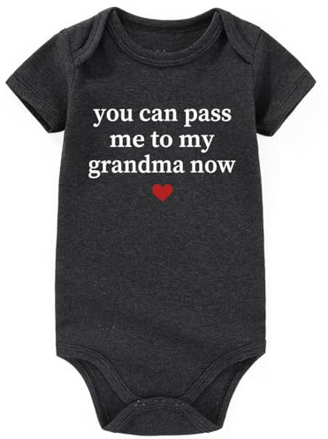 AIZFFZY You Can Pass Me To My Grandma Baby Clothes i Love Grandmas Boy present infant Bodysuits Gray 9-12 months
