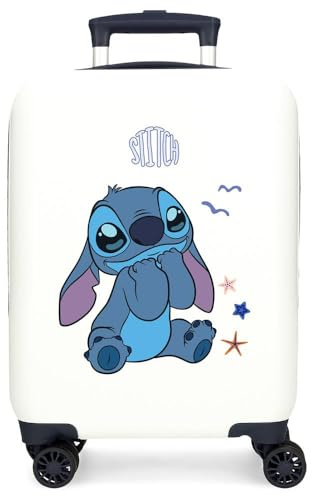 Disney Stitch Excited Luggage - Bagaglio per bambini, unisex per bambini, il bagaglio a mano Excited Side Combination Lock a 4 ruote è realizzato in ABS, un materiale rigido e leggero.