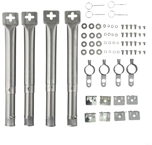 Quemadores de tubo de parrilla de barbacoa, tubo ajustable de 4 quemadores de gas con acero inoxidable para piezas de repuesto de cocina al aire libre