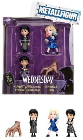 Jada Toys 253252040 - Wednesday 4-Pack Samlarfigurer - 4-Pack Wednesday Samlarfigurer från Jada Toys i Metall, Längd: 6 cm, Från 3 år