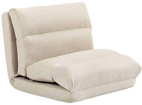 HOMCOM 3 in 1 Schlafsessel Klappbar mit Bettfunktion Leinenoptik Beige | Schlafsofa, Umwandelbar Gästebett, Gepolstert Klappsessel, Klappmatratze, Bodensessel, für Wohnzimmer Schlafzimmer