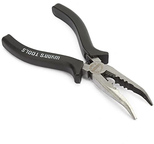 Bent Nose Pliers, 6in High Carbon Steel Slimline Bent Nose Pliers Needle Nose Pliers Fishing Curved Needle Nose Pliers Round Curved Nose Pliers for Confined Areas