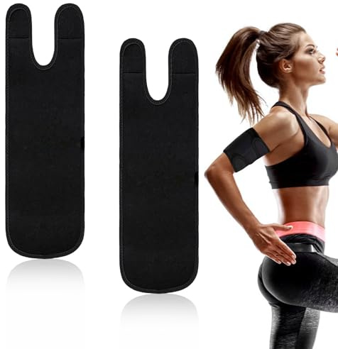 Qkhcable 2Pcs Black Upper Arm Sleeve Compression Bicep Tendonitis Brace | Comfortable adjustable elbow support wrap for men women relief muscle strains pain inflammation arthritis injury recovery