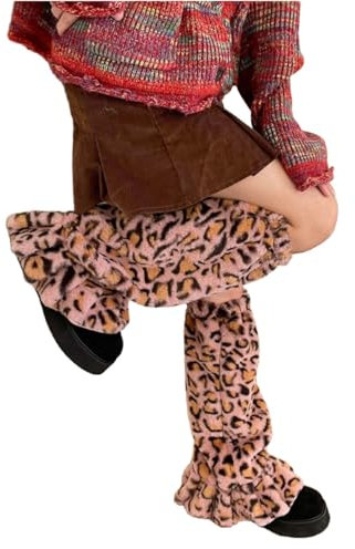 Whakano Modische Leopard Beinwärmer Damen,Winter Beinstulpen Flauschige,Lange Stulpen,Beinlinge Strumpf,Leg Warmers,für Motto Party Fasching Karneval Party-Kostüme Cosplay,1 Paar,Rosa