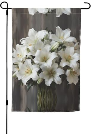 Gartenflagge mit weißen Lilien, 30,5 x 45,7 cm, Gartendekoration