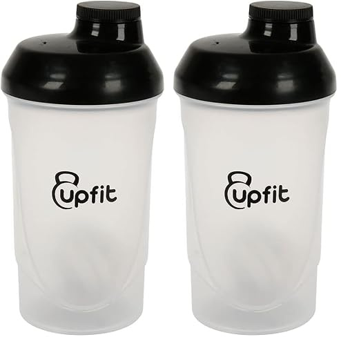 upfit - Shaker - 600 ml - Facilite le mélange de façon homogène des poudres protéinées - Facile à nettoyer - Rincer avant première utilisation - Transparent - Léger et pratique - Avec mélangeur