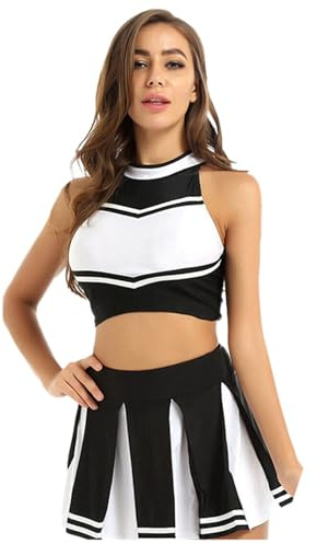 Cheerleader Kostüm Damen Uniform Rock Sexy Elegant Outfit Karneval Halloween 2PC