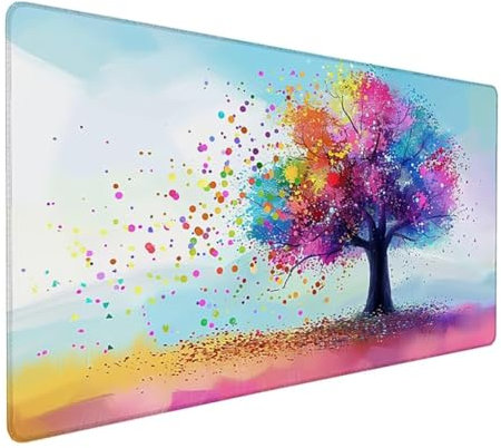 Rosa Mousepad XXL 900 x 400 x 3 mm, Groß Gaming Mauspad Graffiti Muster, Schreibtischunterlage rutschfeste Gummibasis, Wasserfest Mouse Pad Vernähte Kanten, Büro Deko, Geschenke für Frauen Z-904