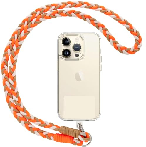 Votvloay Handyband Universal zum Umhängen Handyband Kordel Kette für aus Nylon, Kompatibel mit jedem Handy und Smartphone,Phone Lanyard + 1 Stück Pad (ohne Hülle)-Orange,Khaki,Weiß