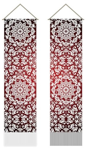 AHANDMAKER 2 orientalischer Mandala Wandteppich. Wandteppich Mit Mystischem Meditationssymbol Zum Aufhängen Für Schlafzimmer Wohnzimmer Heiligtum Heimdekoration (45.7x13 Zoll)