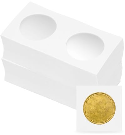 sourcing map Coin Flips 2 x 2, 100 Pack Cardboard Coin Holder Coin Collection Supplies Paper Coin Display Sleeves for 33mm/ 1.3 Coin Collection Supplies Collector, White
