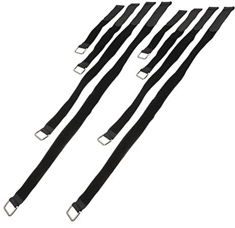 8pcs Black Nylon Storage Straps Cord Holder for Garage Organization | 2.5cm Widths in 20, 30, 45 and 60cm Lengths, Storage Straps for Cords, Hoses and Garage Organisation