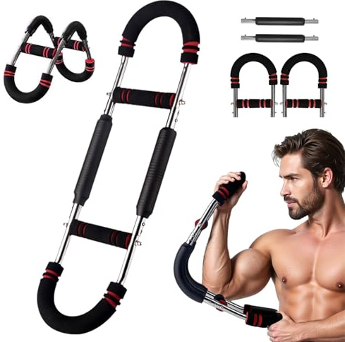 Twister Arm Trainer - Ejercitador de Brazos Ajustable 30KG/40KG, Equipo Fitness Portátil con Muelle para Casa/Oficina/Viajes (Rojo)