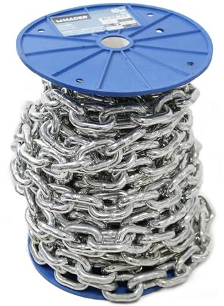 Cadena - hierro zincado de 10 mm de grosor y 12 m de largo, ideal para sujeciones y trabajos de ferretería. Alta resistencia y durabilidad.*