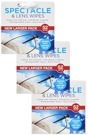 Lens & Spectacle Cleaning Wipes – 3 x 52 Wipe Packs (156 Total) – Streak-Free, Quick-Dry – with E-Ficci Thank You Card