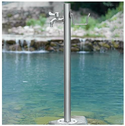 PQVMZQEMQ Fontana antigelo con Colonna d'Acqua da Giardino in Acciaio Inox per Esterni con Rubinetto per Lavaggio e irrigazione, Supporto per Tubo Flessibile Incluso, 13×86 cm, Stile 1.
