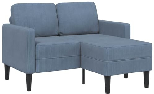 Teenpull 2-Sitzer-Sofa mit Chaiselongue, L-Form, Blau, 125 cm, Leinen, Robustes Metallgestell, bequemes Wohnzimmer-Möbelstück
