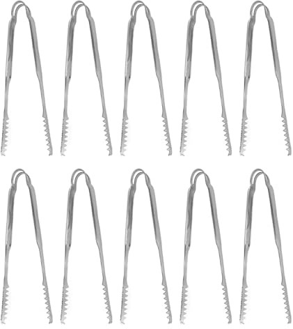 Pinze per ghiaccio in acciaio inox da 10 pezzi, pinze per alimenti per, barbecue, bar, feste, pinze utili con presa forte con design antiruggine, pinze da facili da pulire per (19,4 cm)