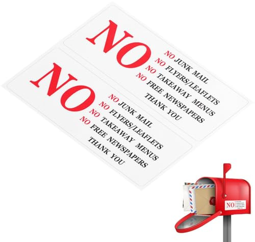 ROMISBABA Lot de 2 Autocollants Imperméables Pas de Sollicitations en Pvc pour Boîte aux Lettres Maison et Commerce Panneau Adhésif Extérieur Résistant aux Intempéries Outil de