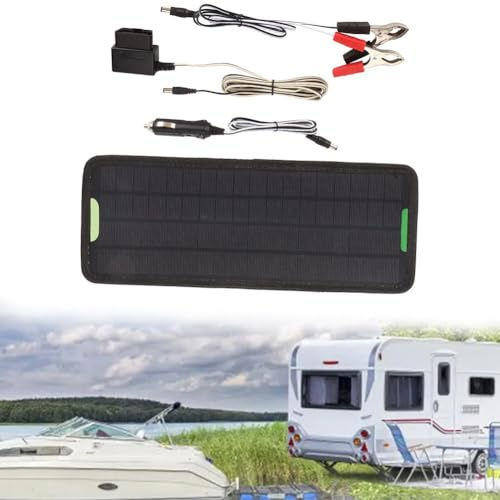 Getdoublerich Chargeur solaire 12 V/24 V, mainteneur de batterie 5 W pour voiture, bateau, camping-car, moto, EFB, gel, cycle profond