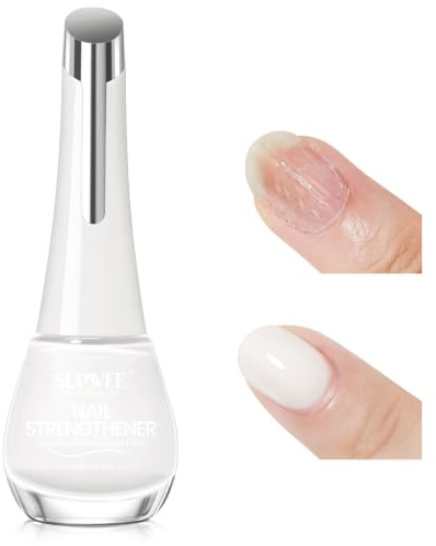 SUPWEE nagellack snabbtorkande 16 ml, nagelhärdare med färg för naglar | Extra stark, snabbtorkande långvarig, närande, oljebaserad normal användning för spröda naglar mjölkvit